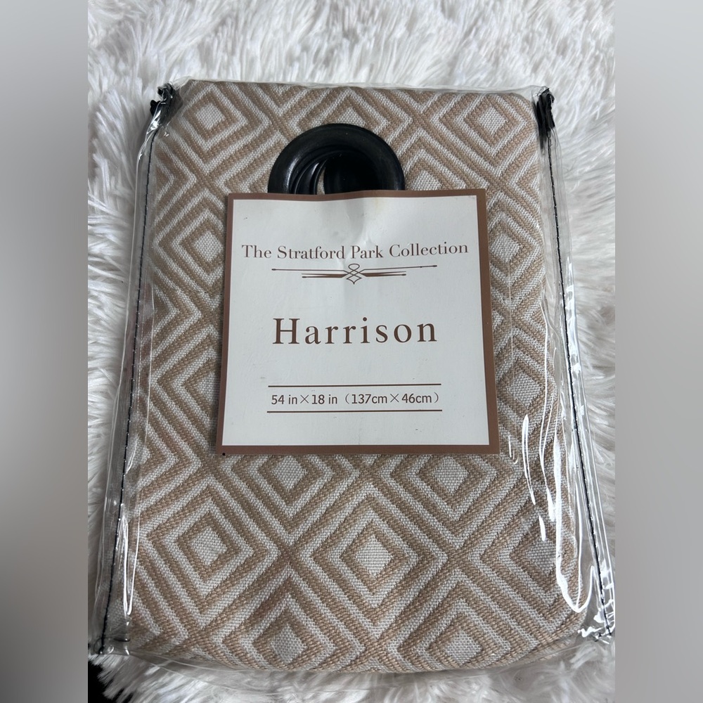 JCPenney Harrison Grommet Top Jacquard Valance in Beige & White